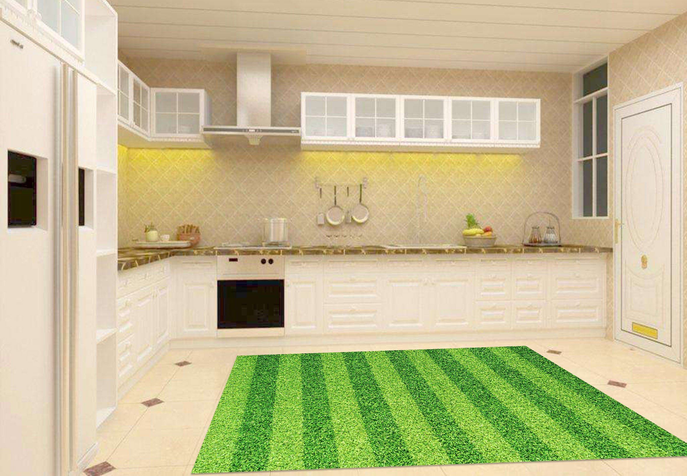 3D Grass Stripes Kitchen Mat Floor Mural Wallpaper AJ Wallpaper
