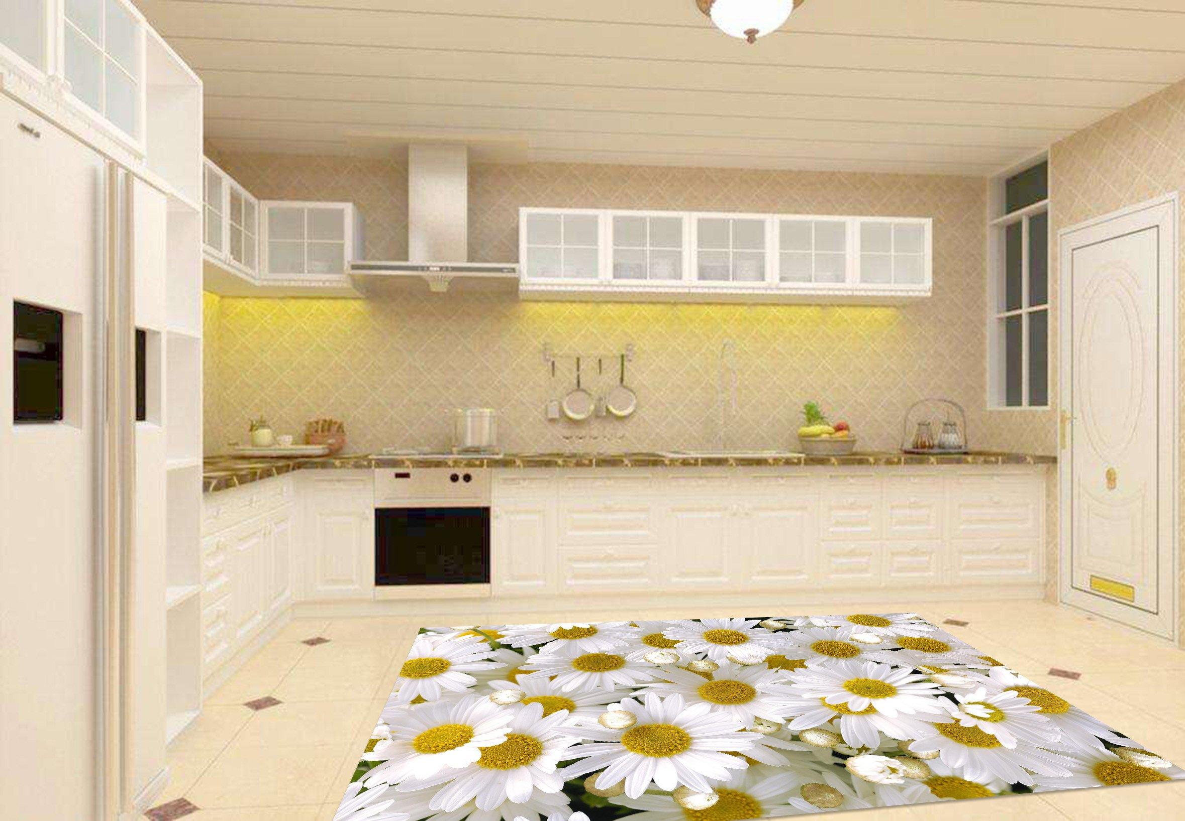 3D Fresh Flowers Kitchen Mat Floor Mural Wallpaper AJ Wallpaper