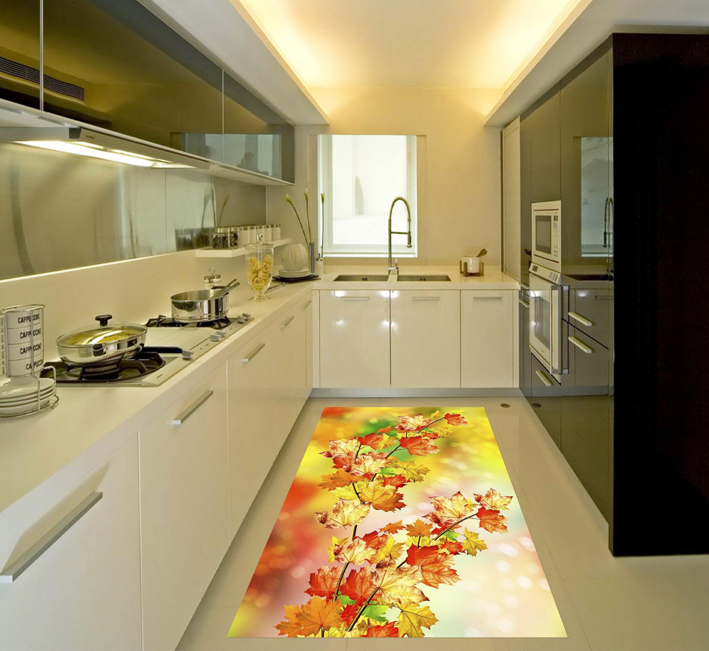 3D Bright Leaves 530 Kitchen Mat Floor Mural Wallpaper AJ Wallpaper