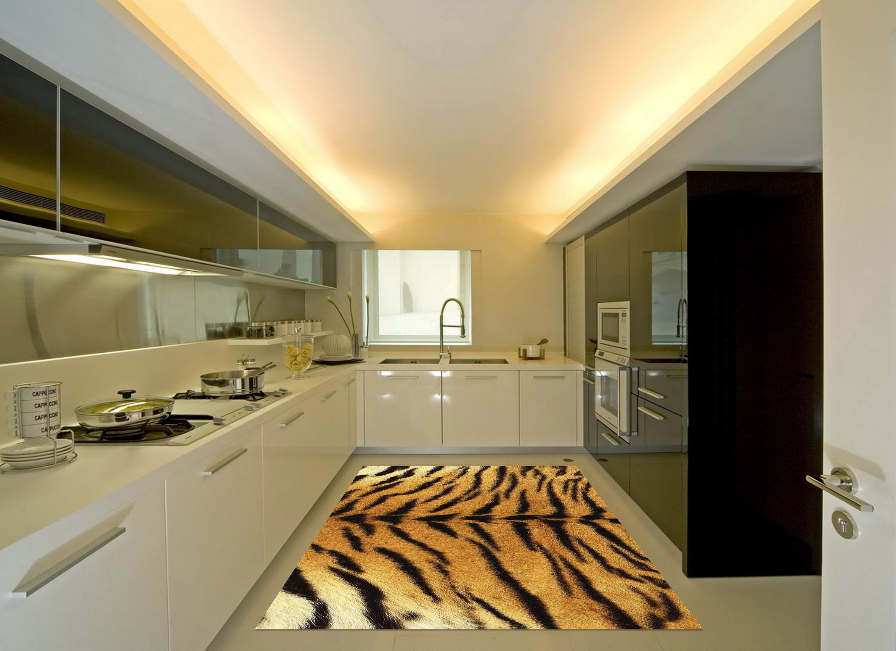3D Tiger Fur Pattern Kitchen Mat Floor Mural Wallpaper AJ Wallpaper
