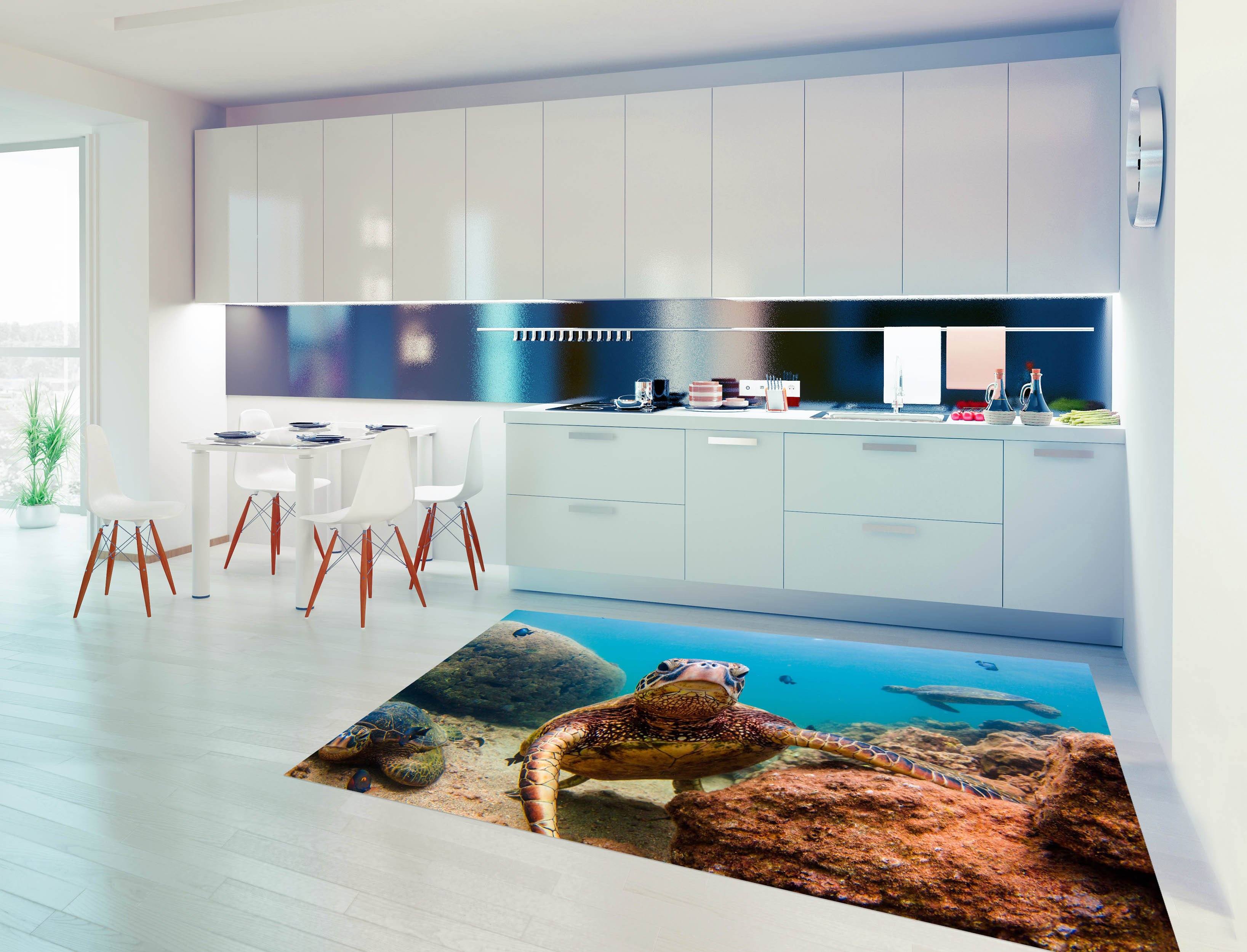 3D Seabed Turtle 675 Kitchen Mat Floor Mural Wallpaper AJ Wallpaper