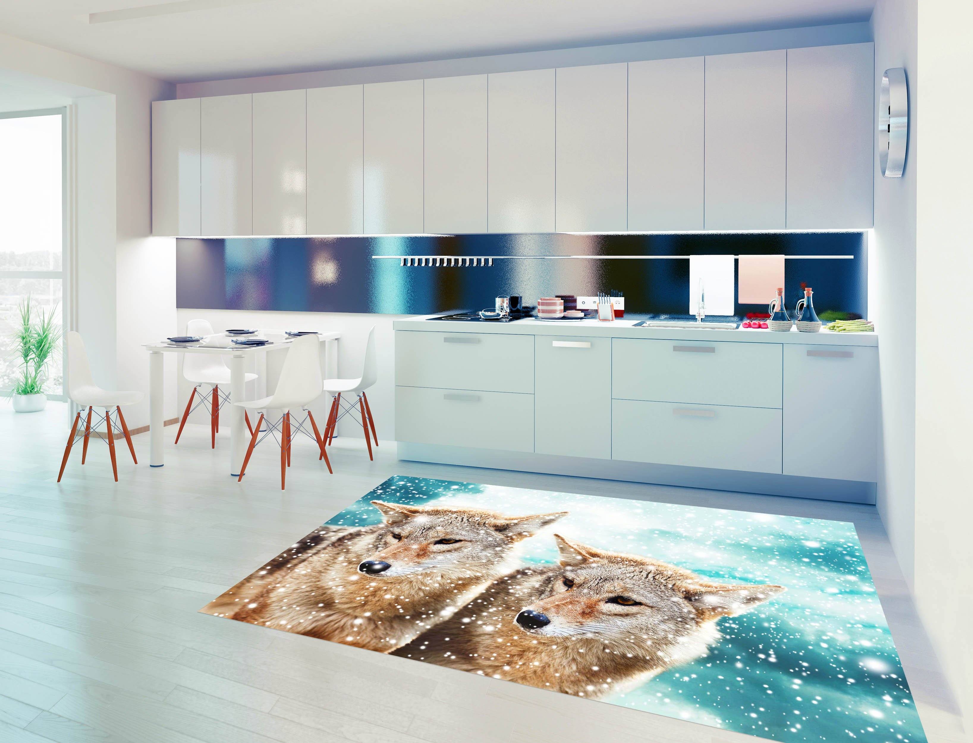 3D Snow And Wolves 540 Kitchen Mat Floor Mural Wallpaper AJ Wallpaper