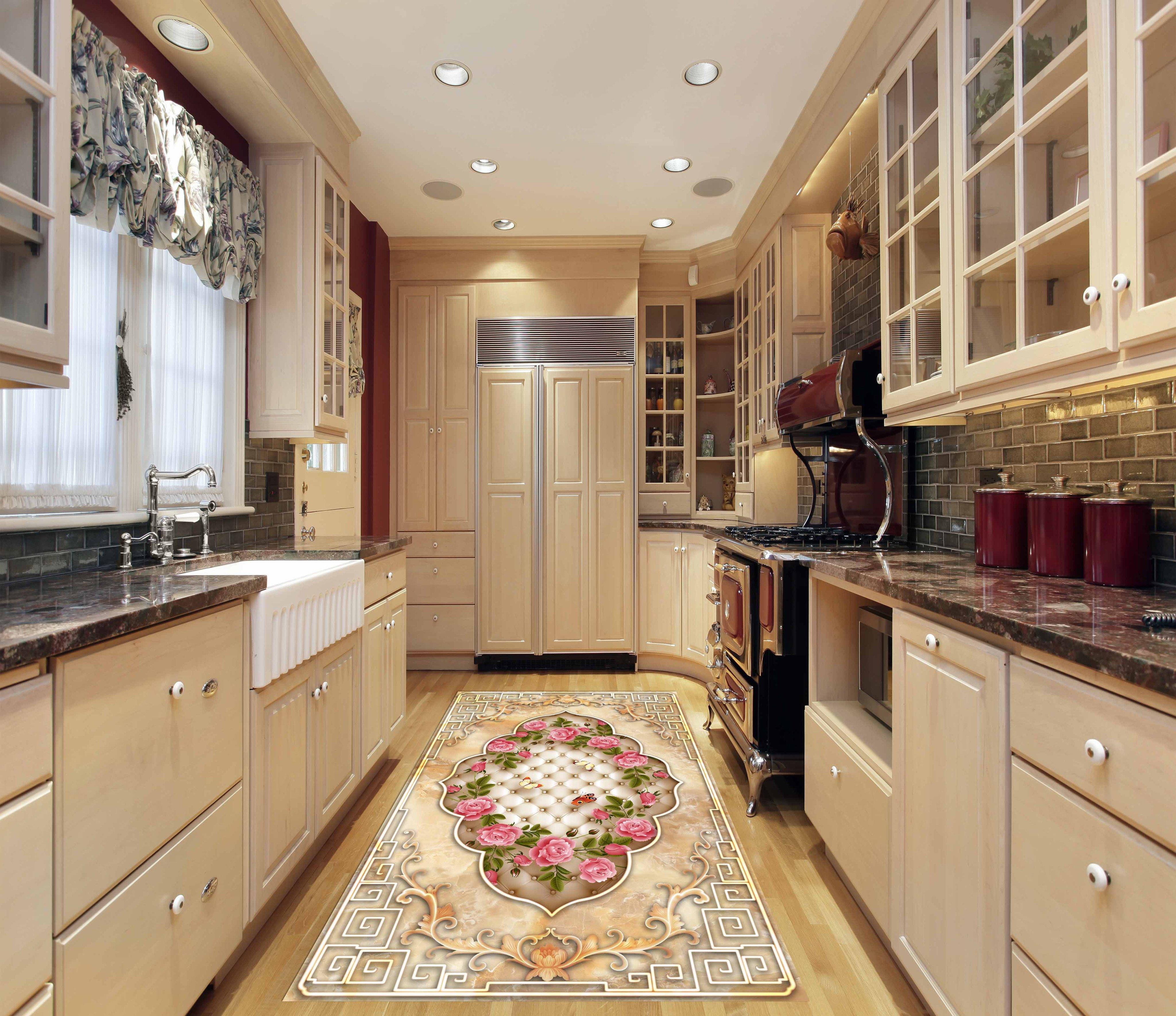 3D Flowers Vine Pattern Kitchen Mat Floor Mural Wallpaper AJ Wallpaper