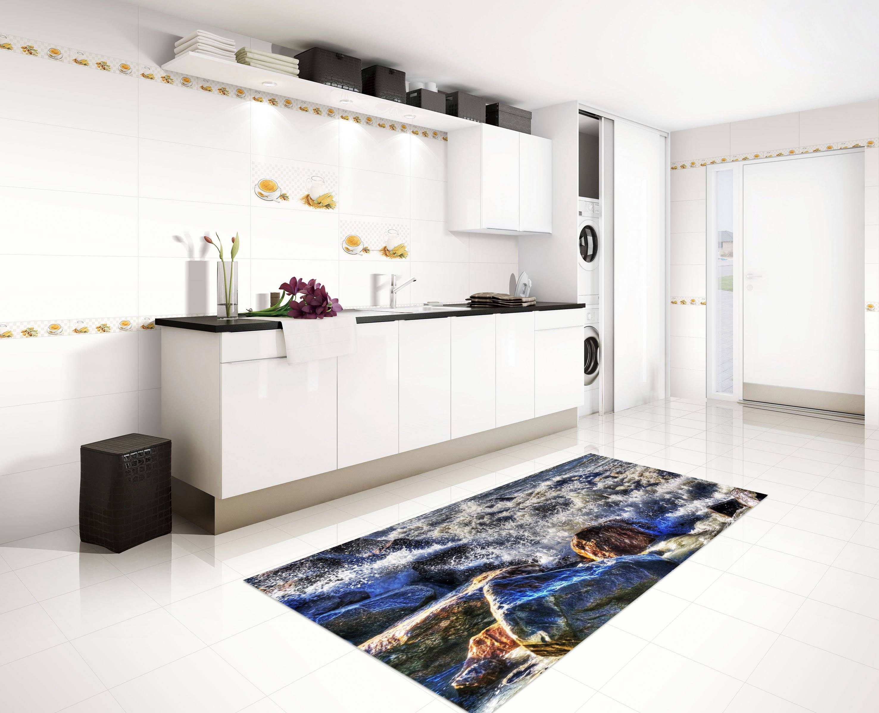 3D Seaside Stones Kitchen Mat Floor Mural Wallpaper AJ Wallpaper