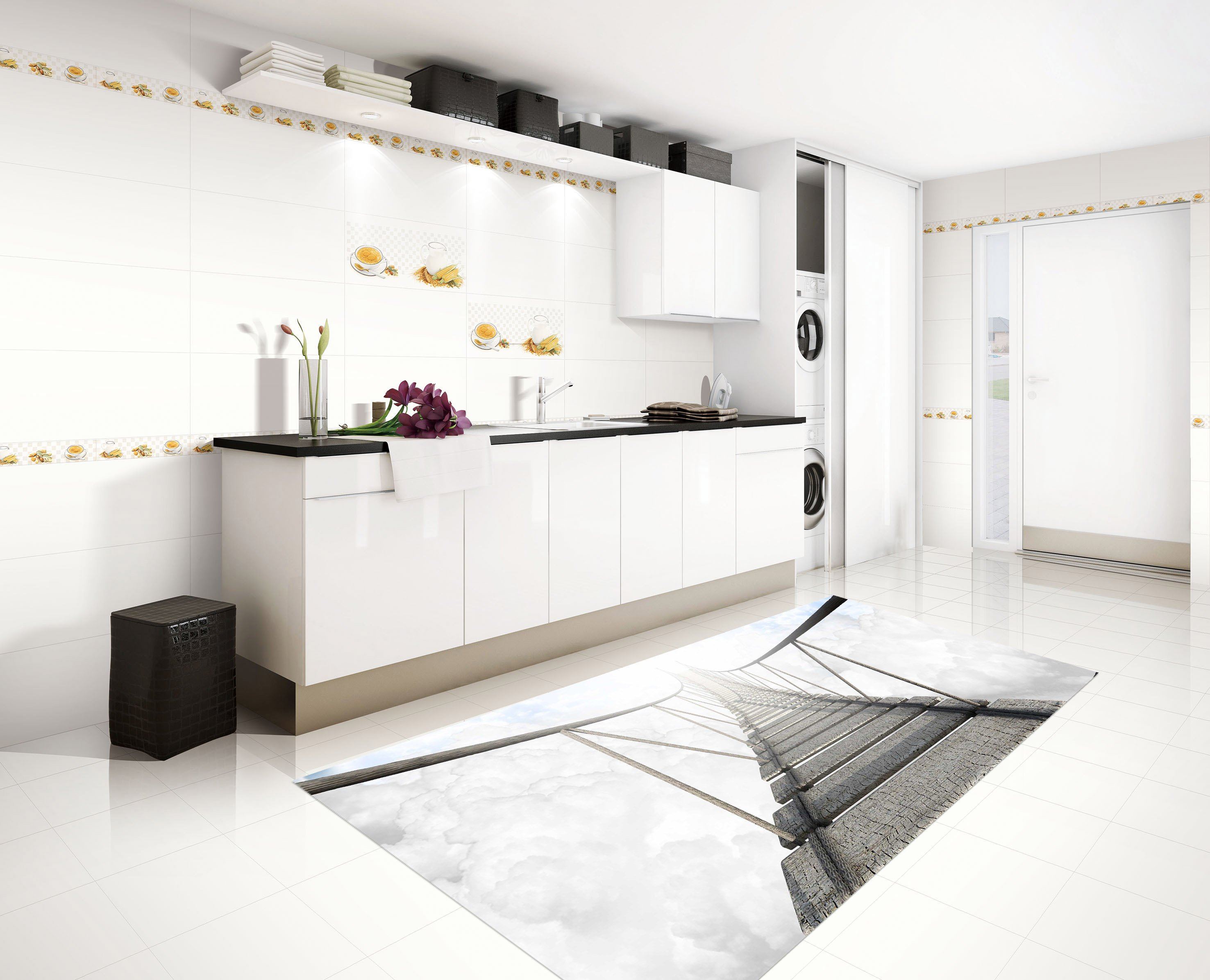 3D Suspension Bridge 66 Kitchen Mat Floor Mural Wallpaper AJ Wallpaper