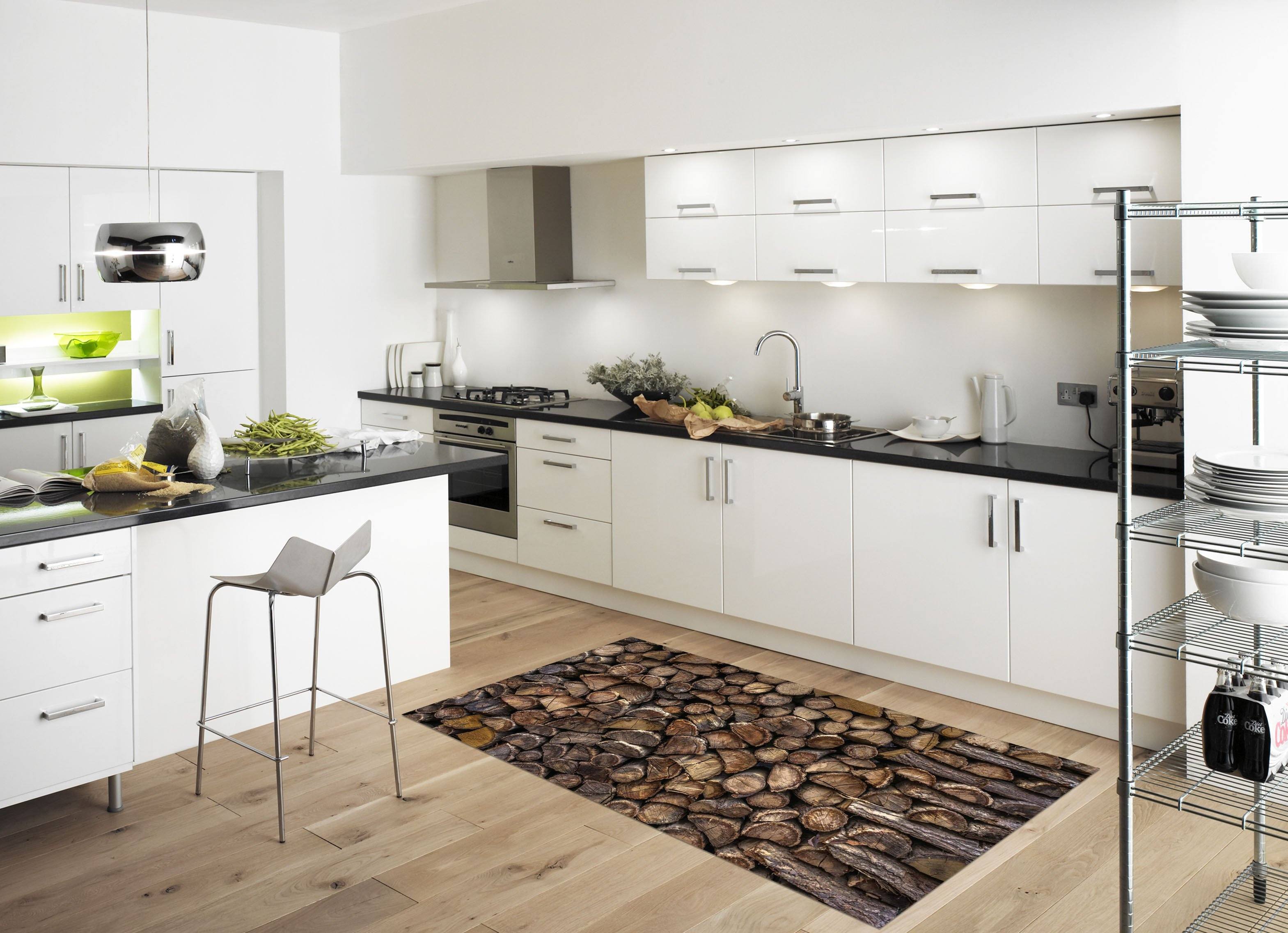 3D Stacked Firewood 564 Kitchen Mat Floor Mural Wallpaper AJ Wallpaper
