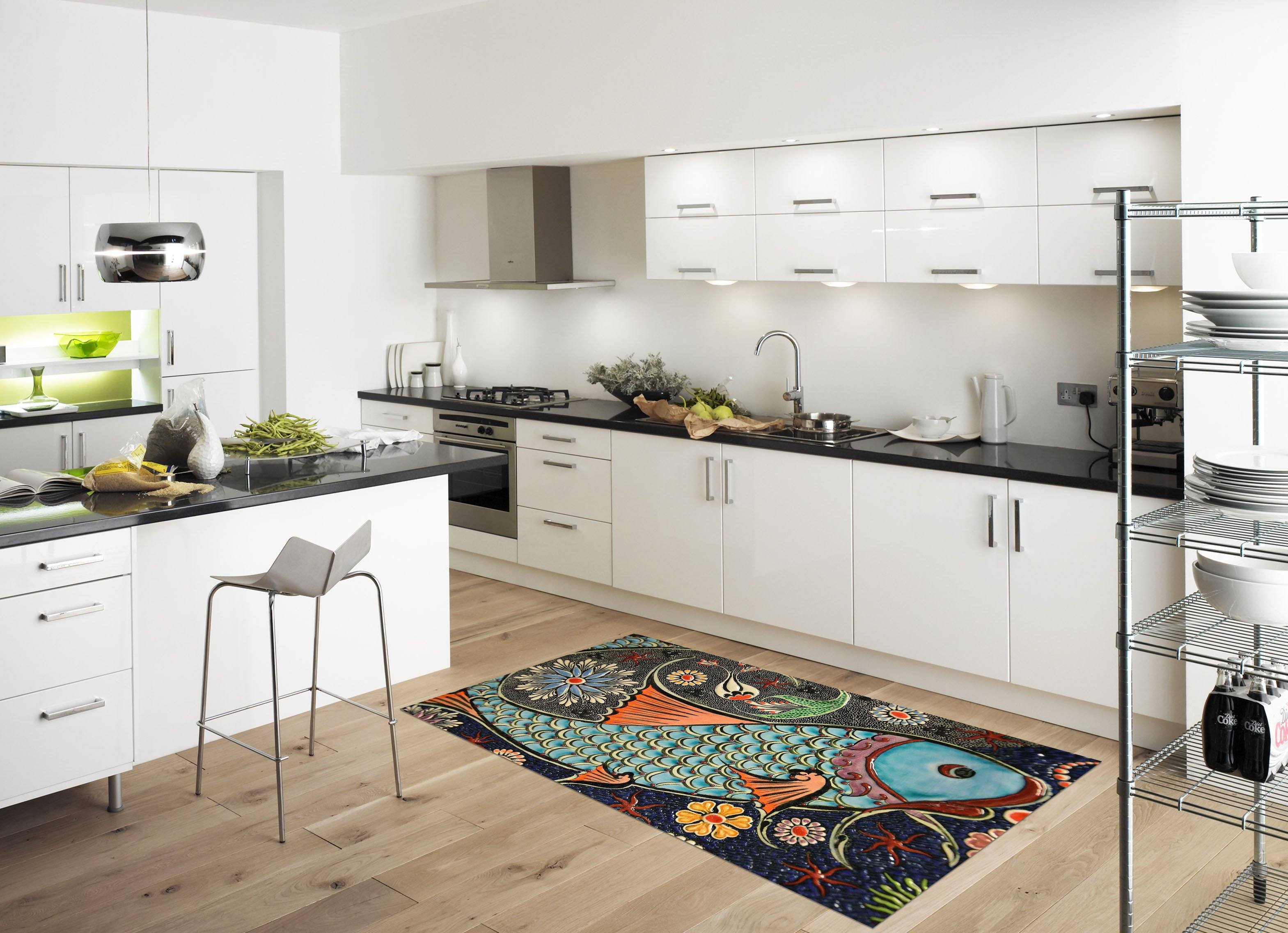 3D Fish Pattern 550 Kitchen Mat Floor Mural Wallpaper AJ Wallpaper