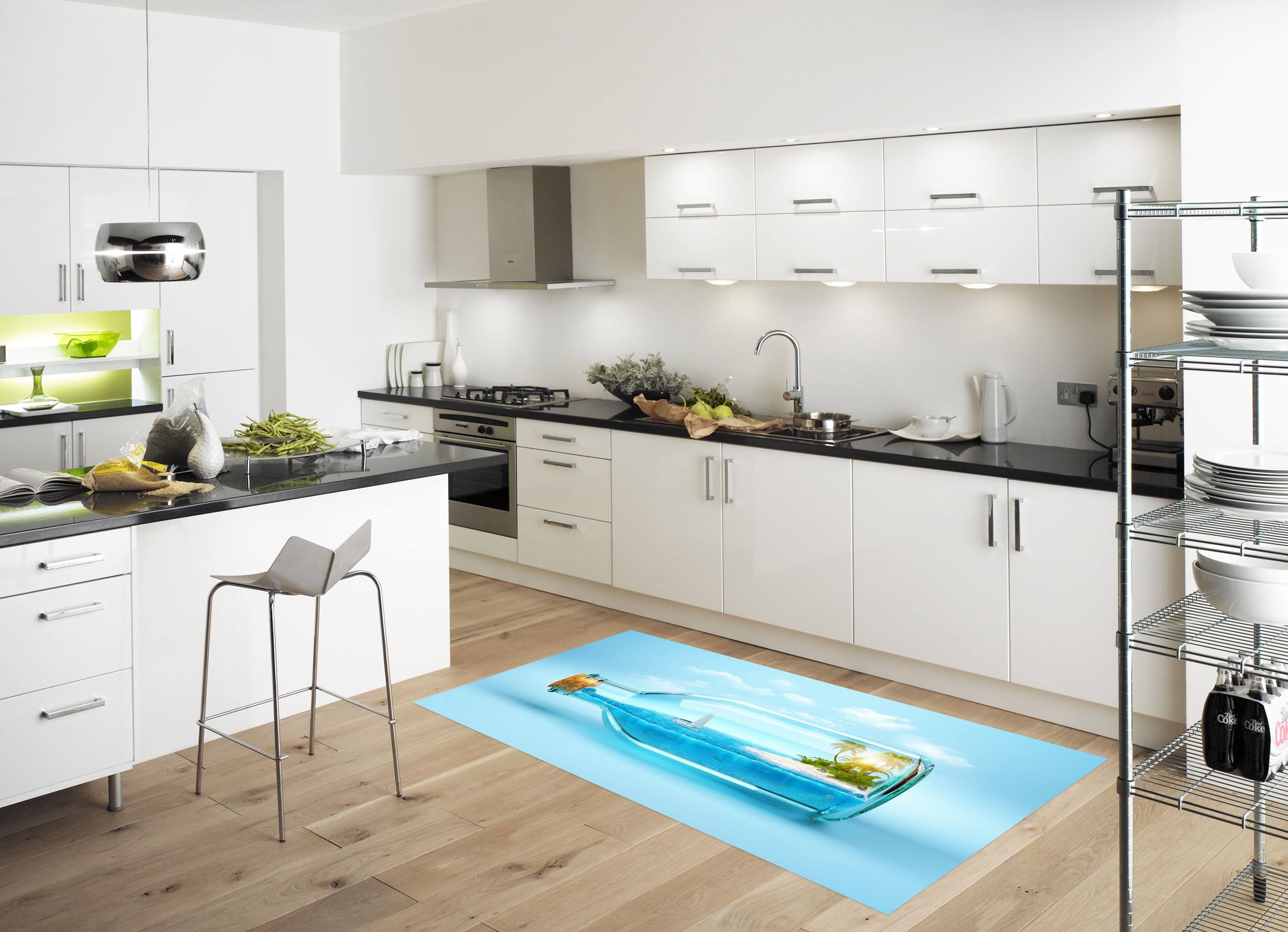 3D Bottle Sea Scenery 100 Kitchen Mat Floor Mural Wallpaper AJ Wallpaper