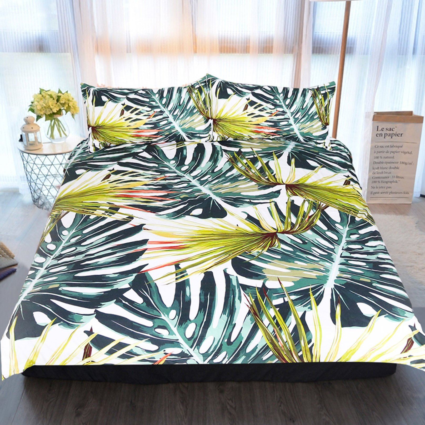 3D Monstera Yellow 86 Bed Pillowcases Quilt Wallpaper AJ Wallpaper