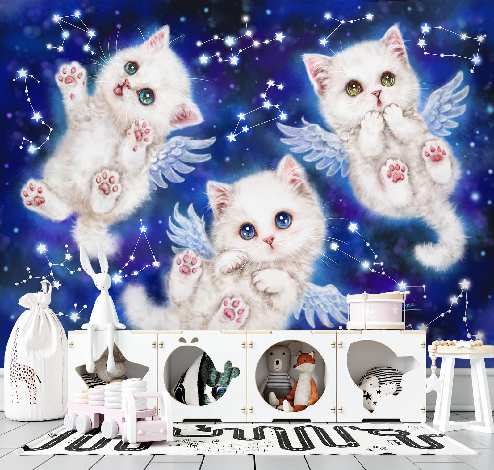 3D Angel Cat 5553 Kayomi Harai Wall Mural Wall Murals