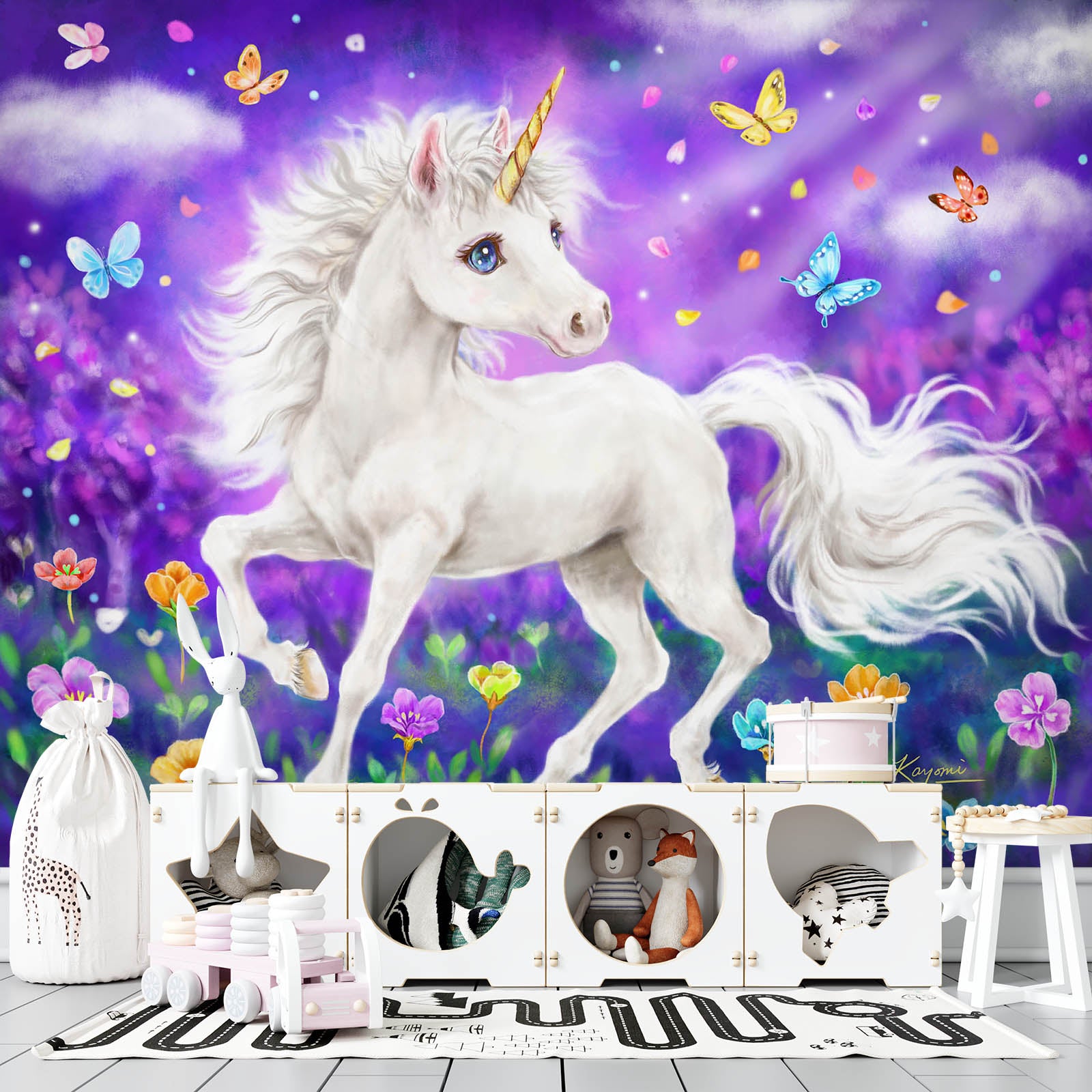 3D Unicorn Butterfly 5515 Kayomi Harai Wall Mural Wall Murals