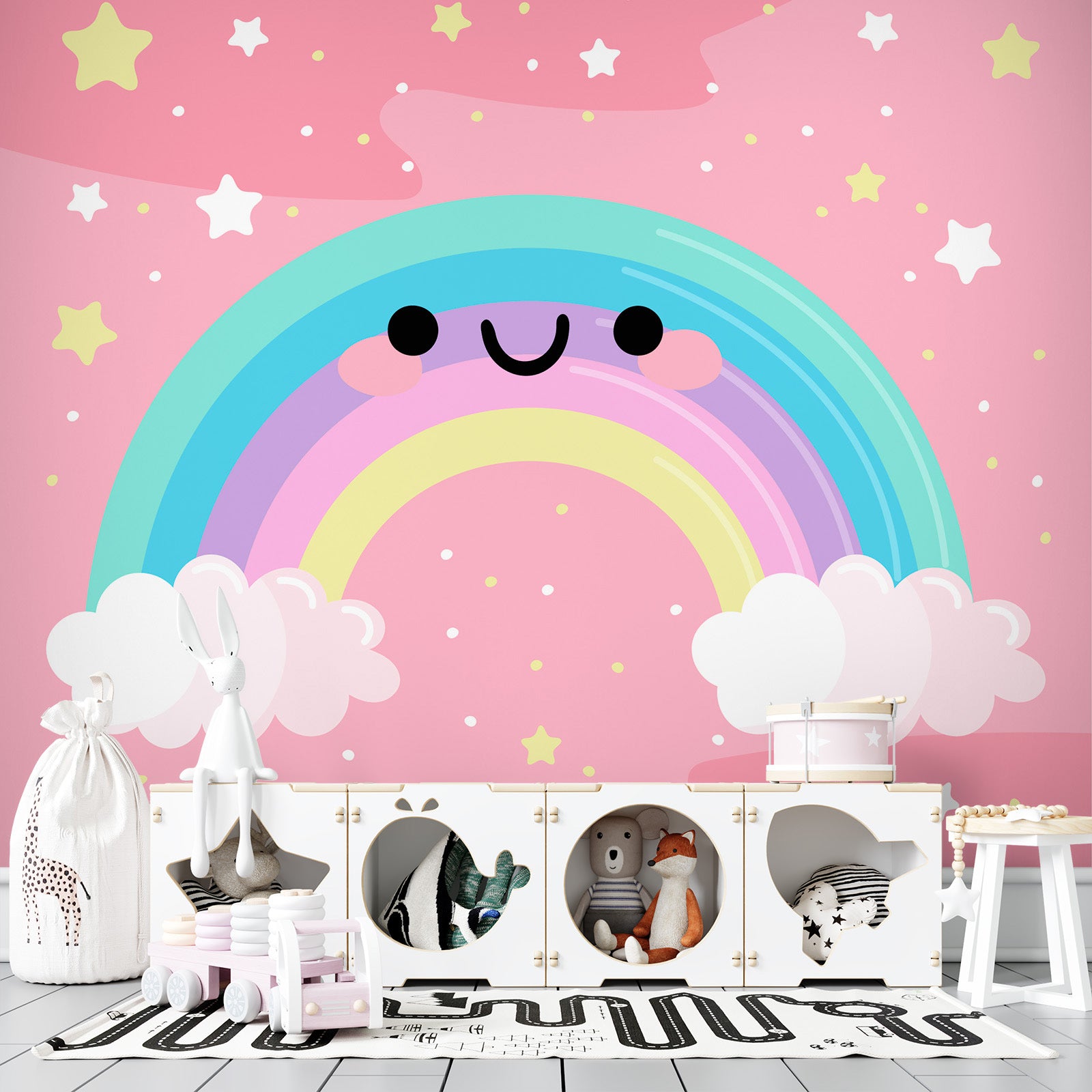 3D Rainbow Clouds 58087 Wall Murals