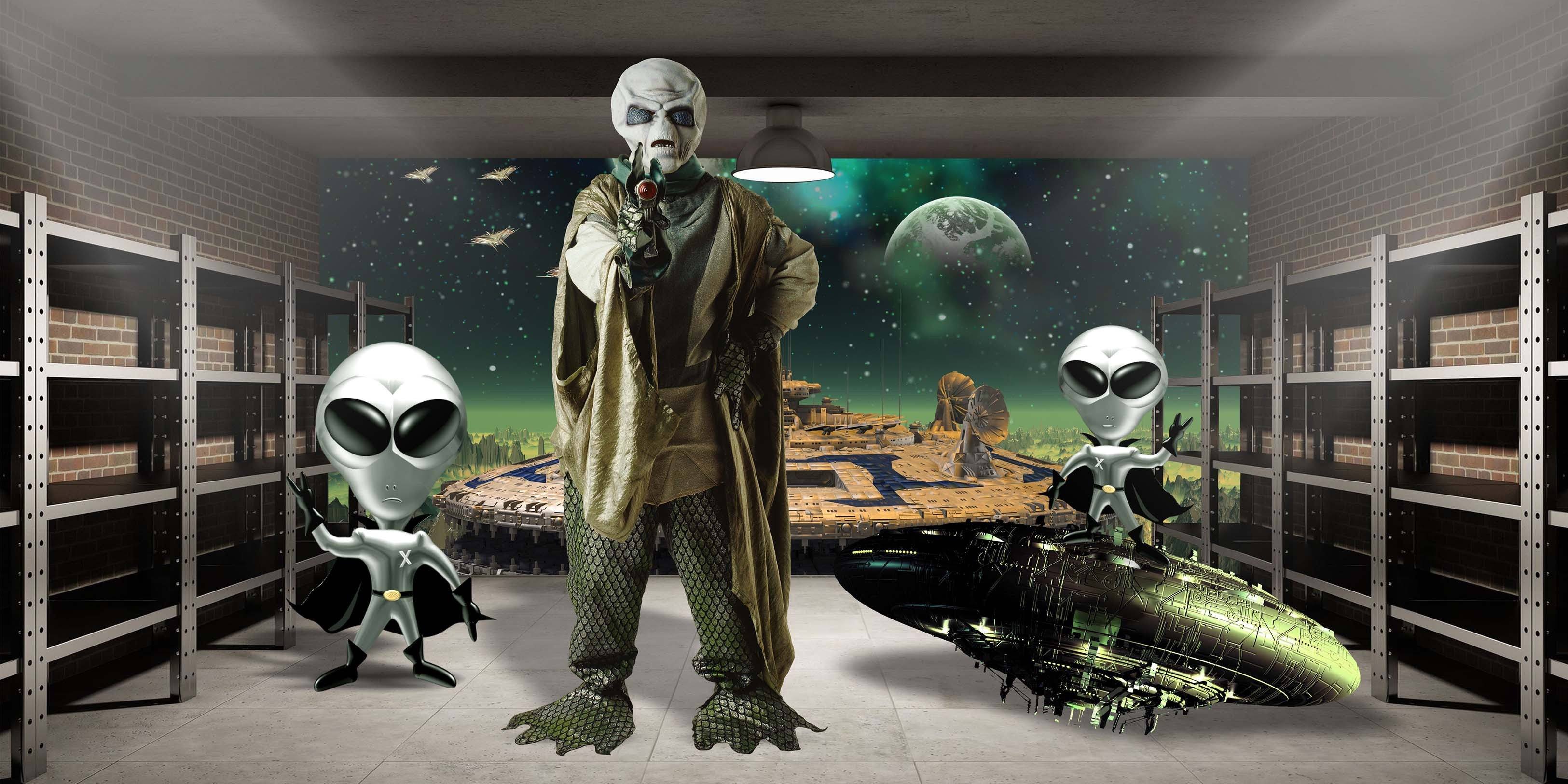 3D Aliens 400 Garage Door Mural Wallpaper AJ Wallpaper