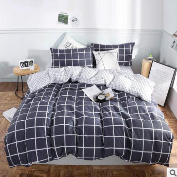 3D Dark Gray Grid 30275 Bed Pillowcases Quilt
