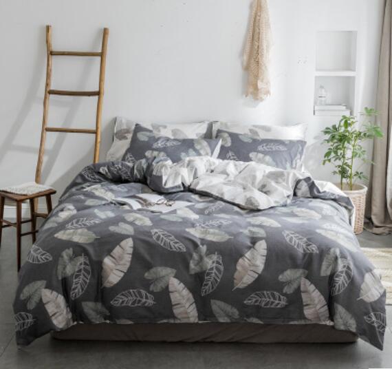 3D Gray Feather Leaves 14152 Bed Pillowcases Quilt