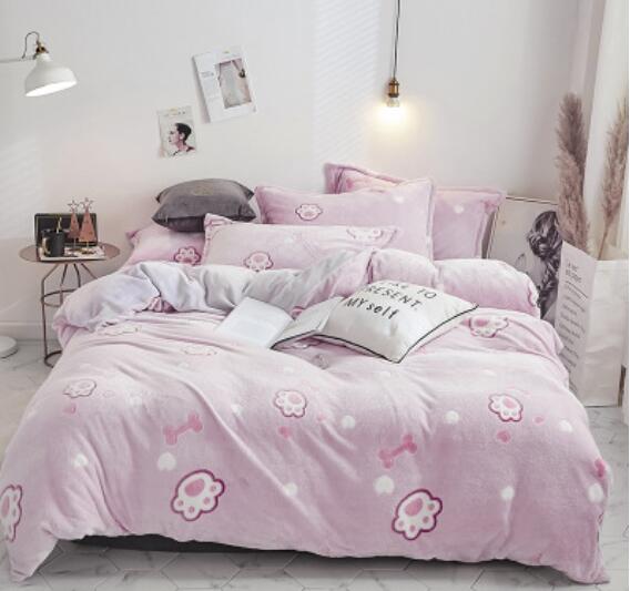 3D Pink Cat Paw 17040 Bed Pillowcases Quilt