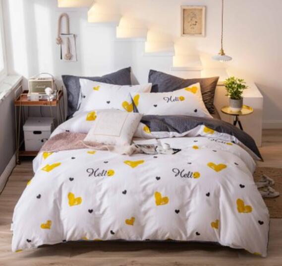 3D Yellow Love 16079 Bed Pillowcases Quilt