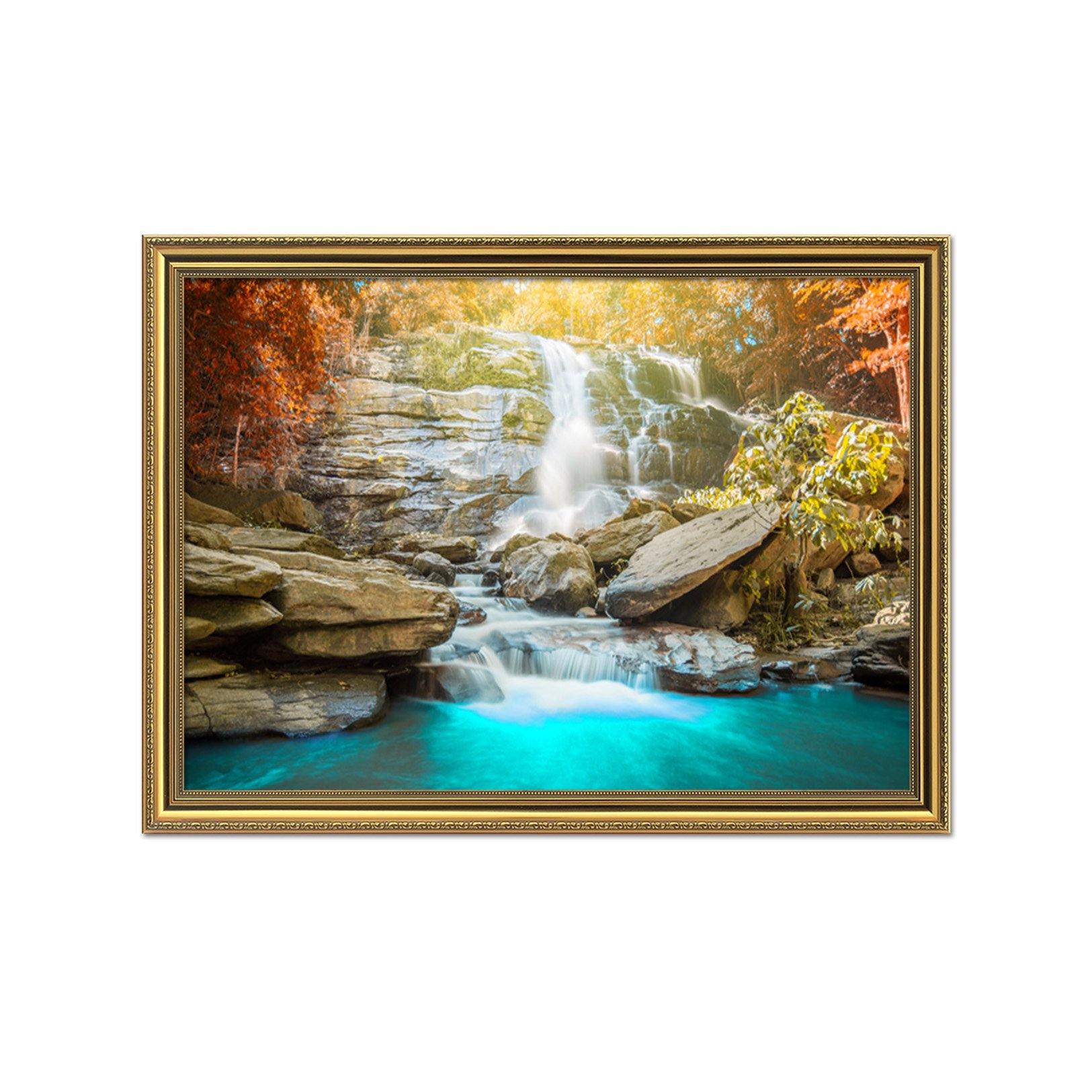3D Sunshine Waterfall 155 Fake Framed Print Painting Wallpaper AJ Creativity Home
