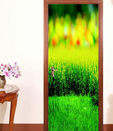 3D field green painting door mural Wallpaper AJ Wallpaper