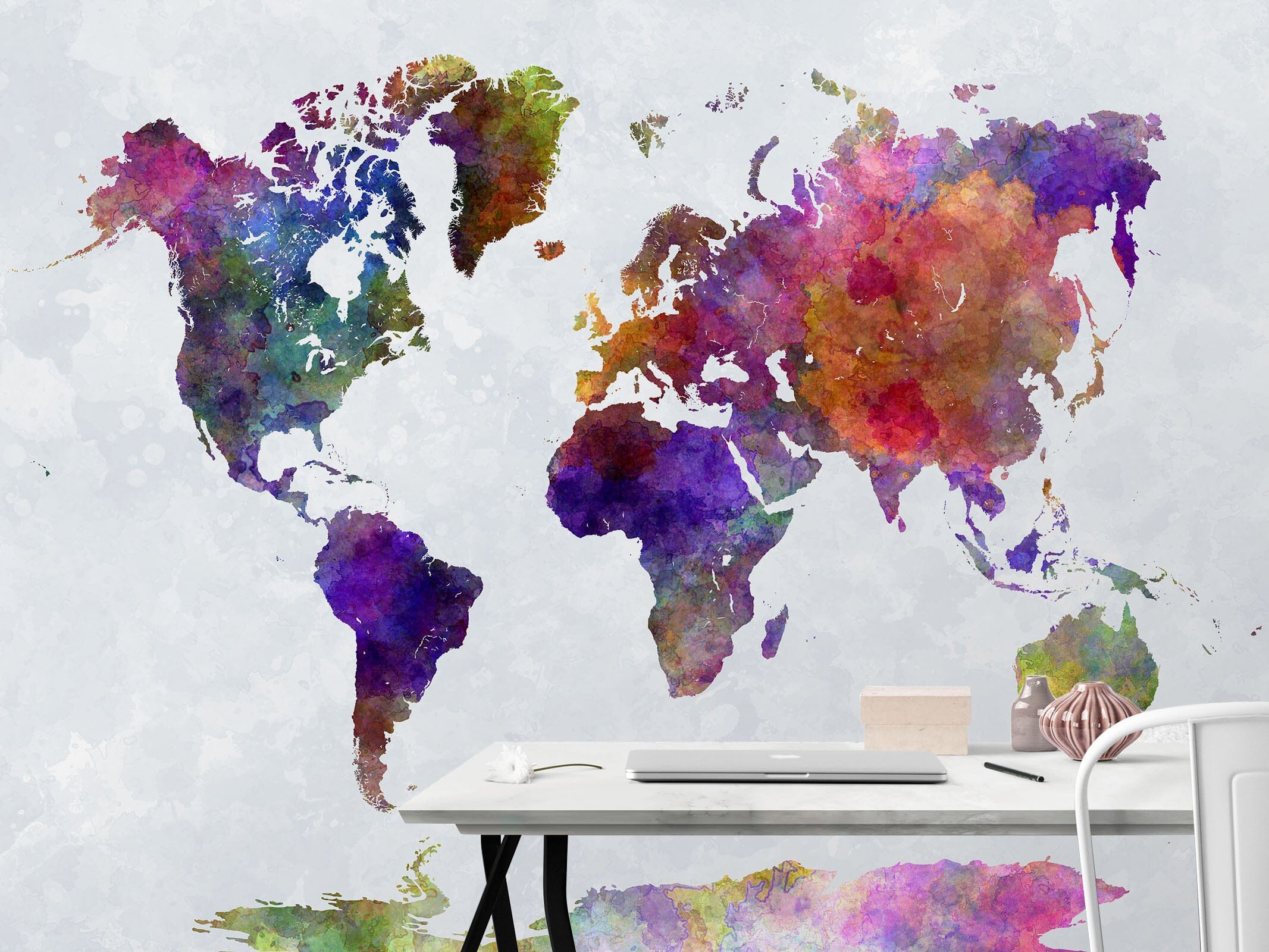 3D Color Painting 2011 World Map Wall Murals Wallpaper AJ Wallpaper 2