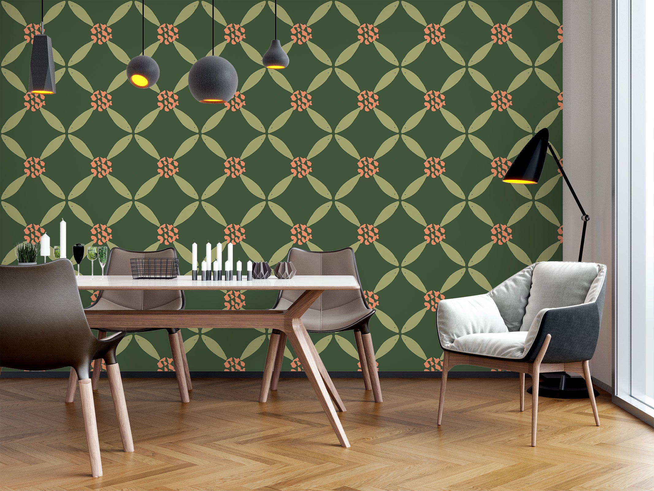 3D Green Pattern 12041 Kashmira Jayaprakash Wall Mural Wall Murals