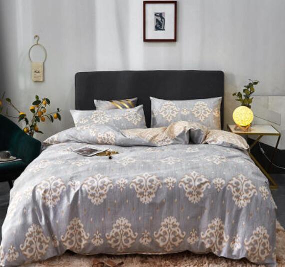 3D Light Gray Dark Flower 20058 Bed Pillowcases Quilt