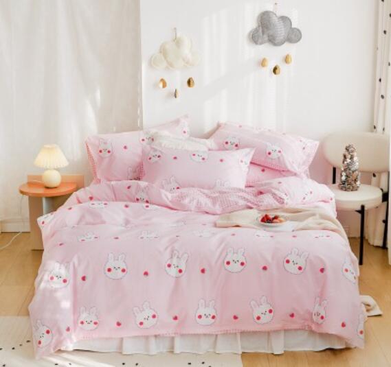 3D Pink Bunny 20019 Bed Pillowcases Quilt