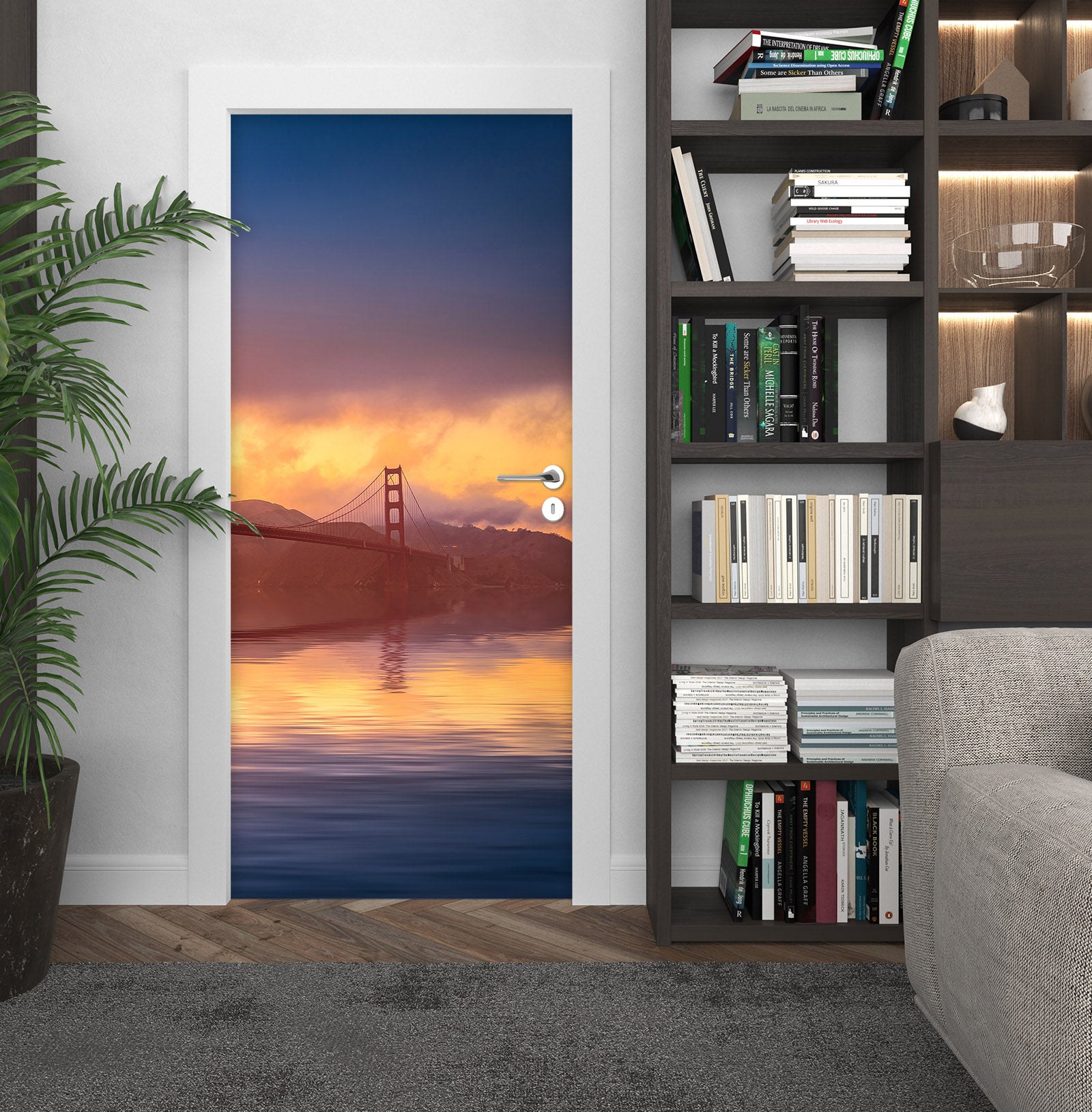 3D Sunset Ocean Bridge 122116 Marco Carmassi Door Mural