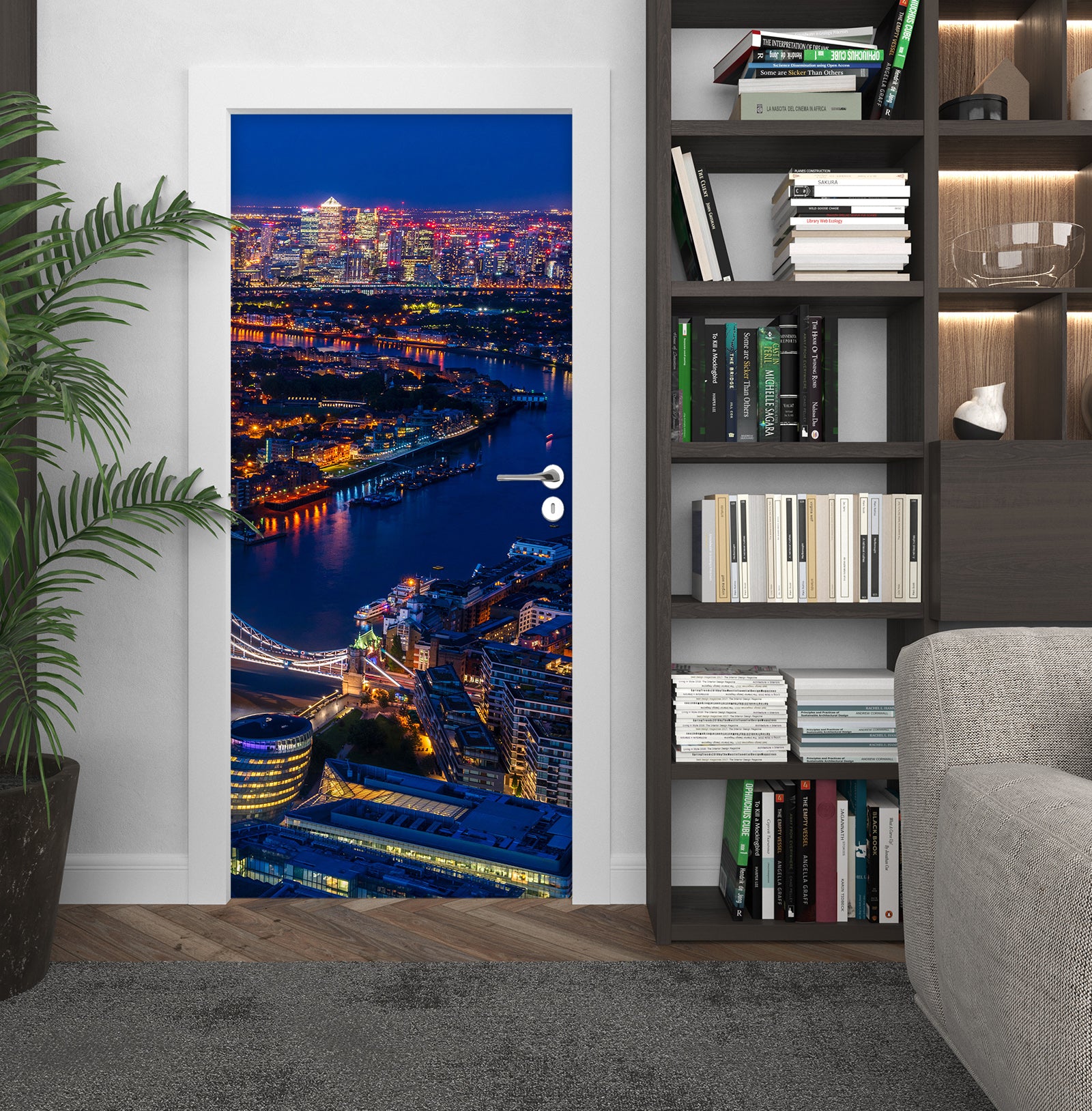 3D City River Night View 11990 Marco Carmassi Door Mural