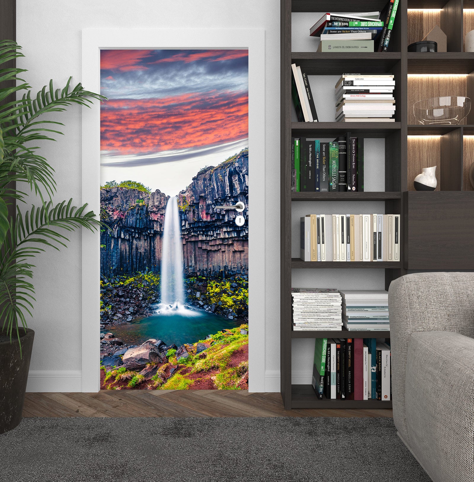 3D Waterfall Clouds 24130 Door Mural