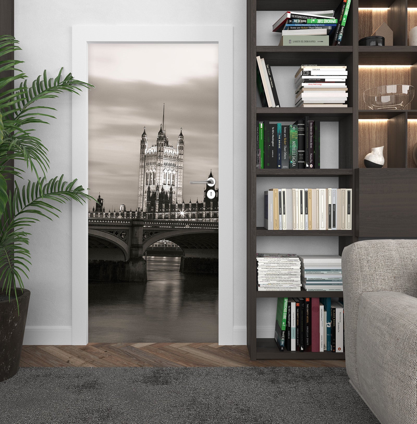 3D Black Gray Building Bridge 101123 Assaf Frank Door Mural