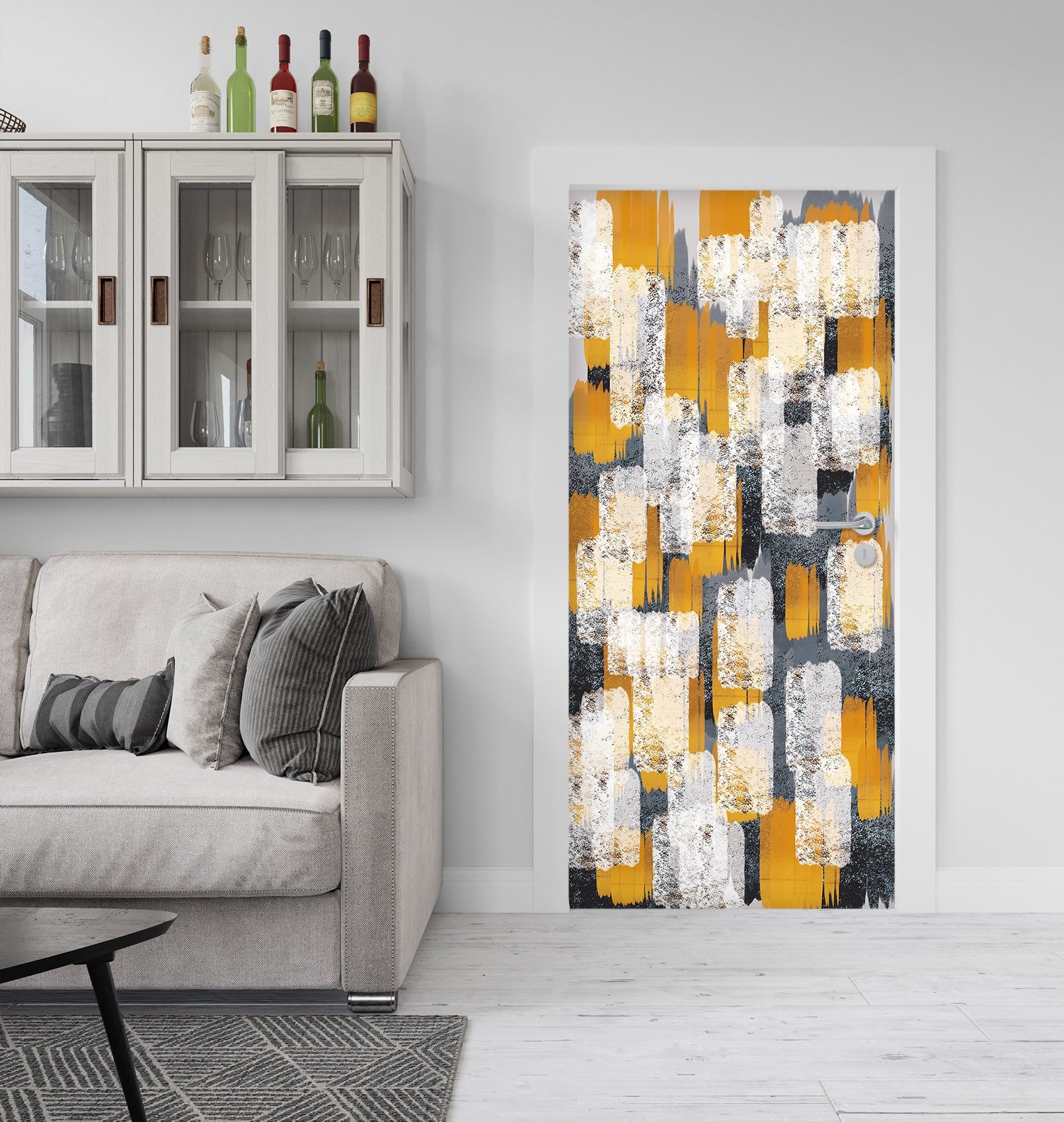 3D Yellow White 21212 Door Mural