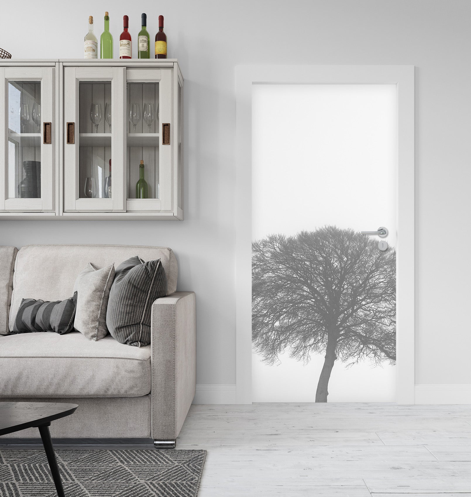 3D Grey Tree 5126 Assaf Frank Door Mural