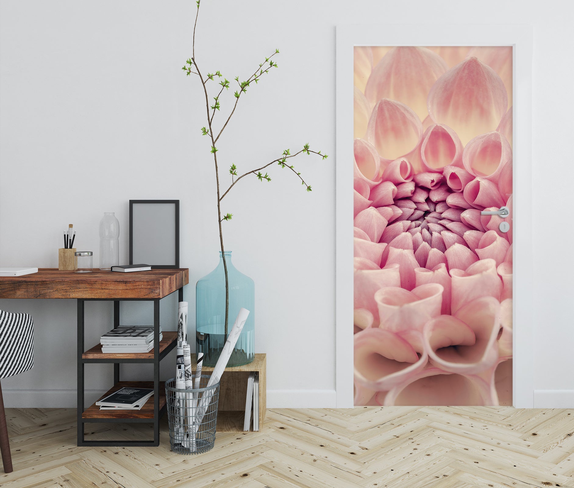 3D Pink Flower Bud 5054 Assaf Frank Door Mural