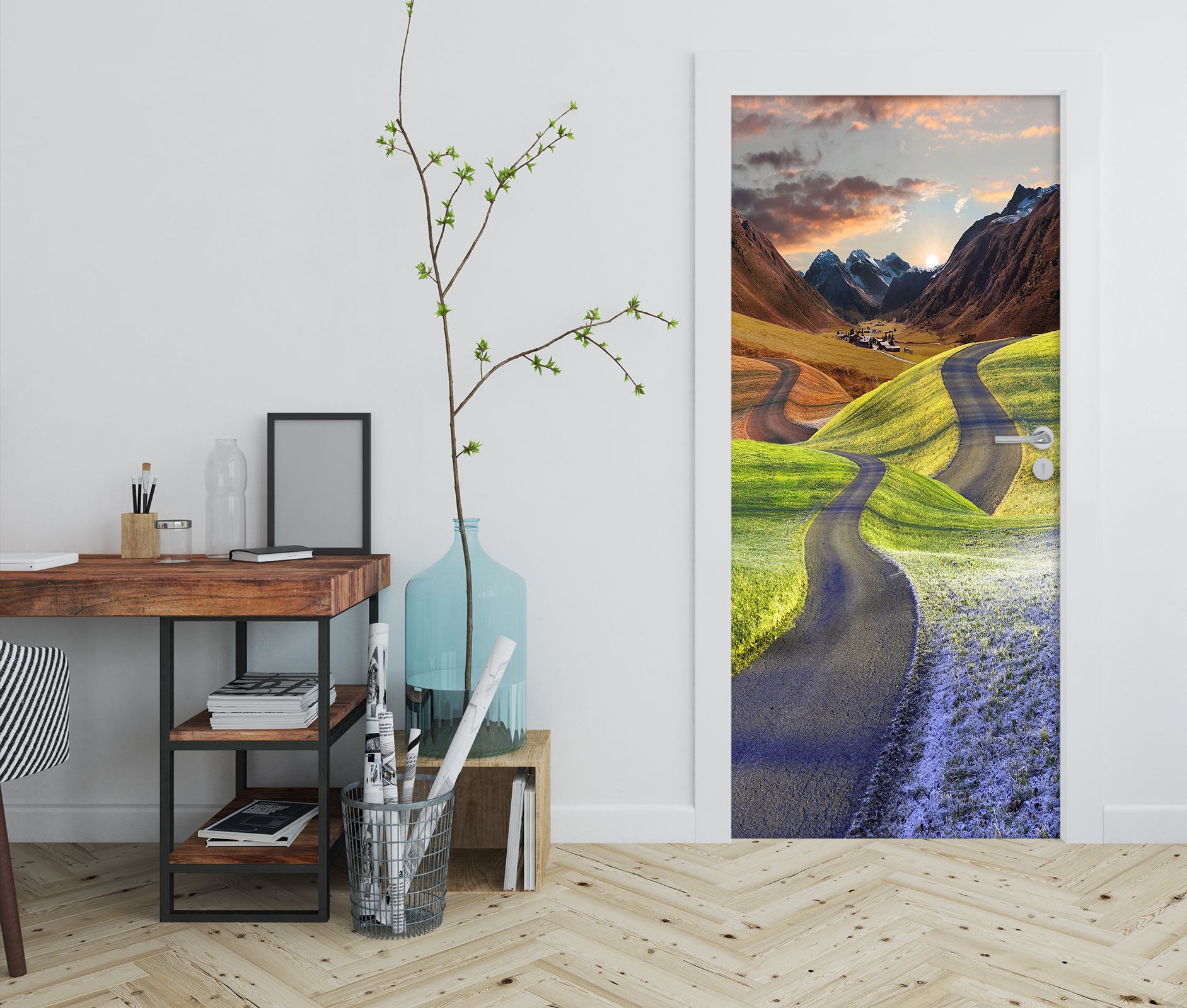 3D Mountain Road 25085 Door Mural