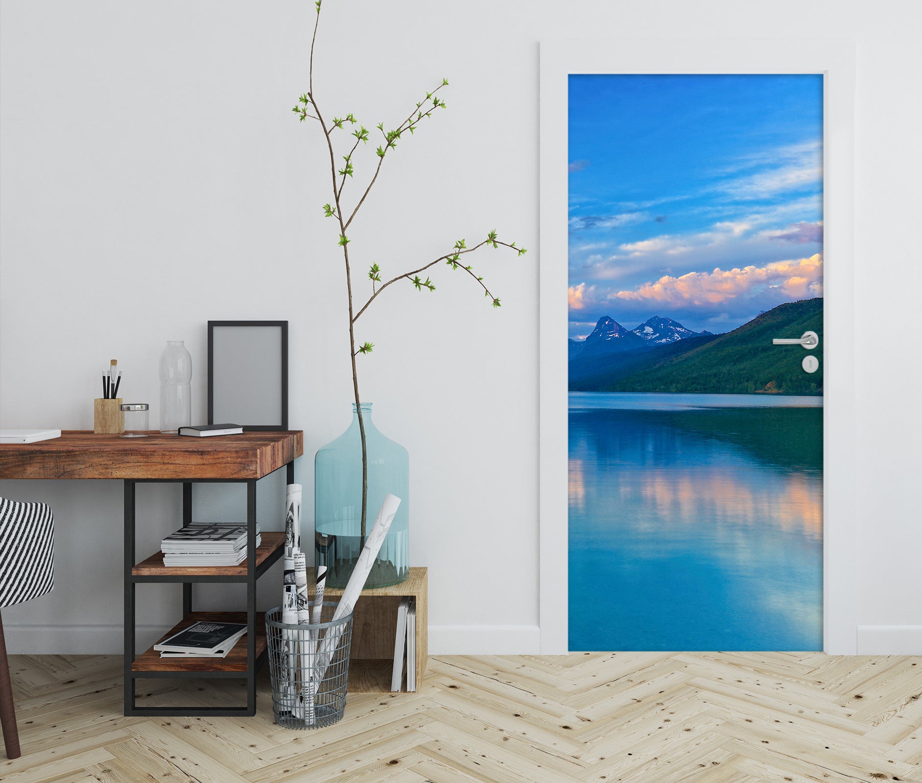 3D Blue Lake Mountains 110211 Kathy Barefield Door Mural