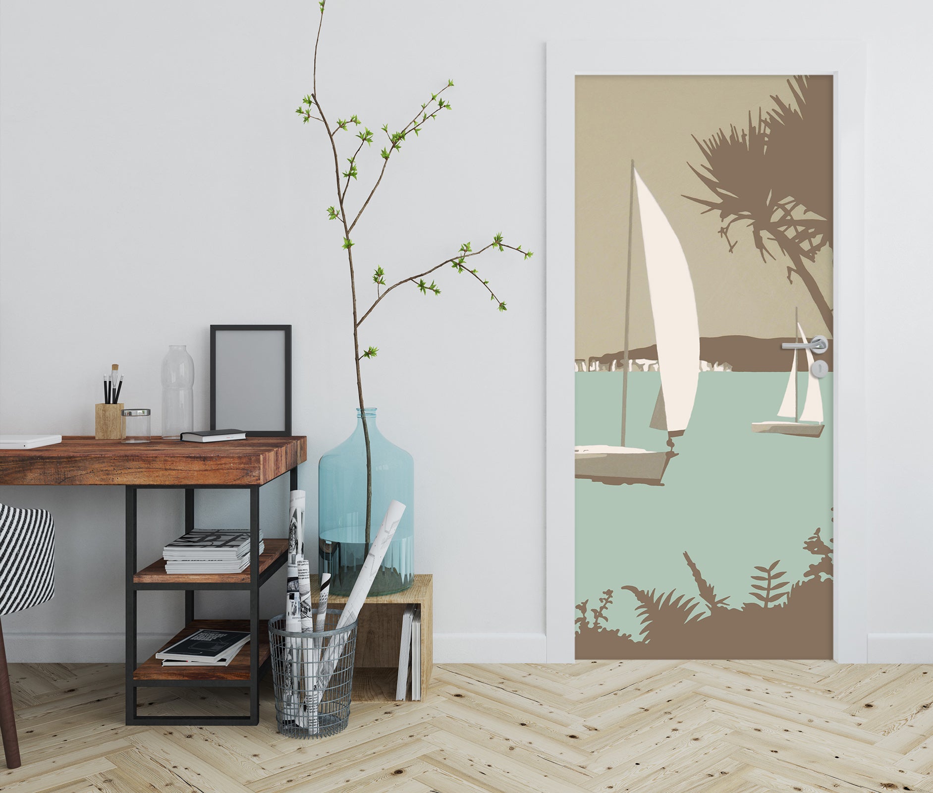 3D Sailboat 9257 Steve Read Door Mural