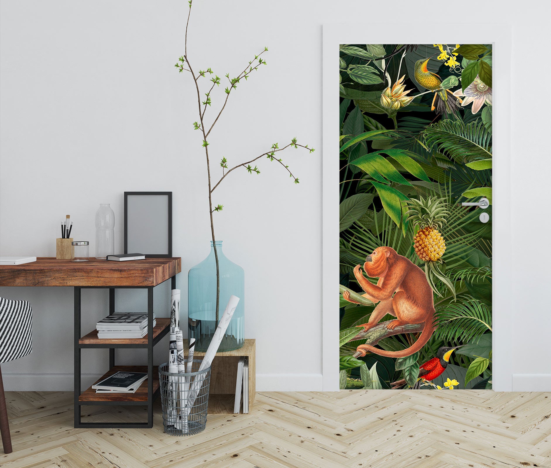3D Monkey Grove Pineapple 11930 Andrea Haase Door Mural