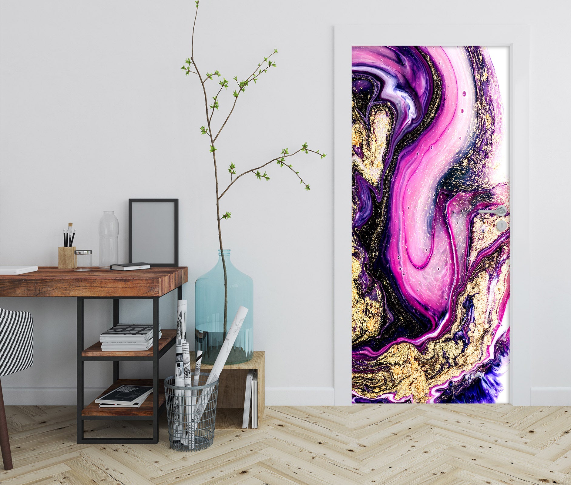 3D Fuchsia Marble 25162 Door Mural
