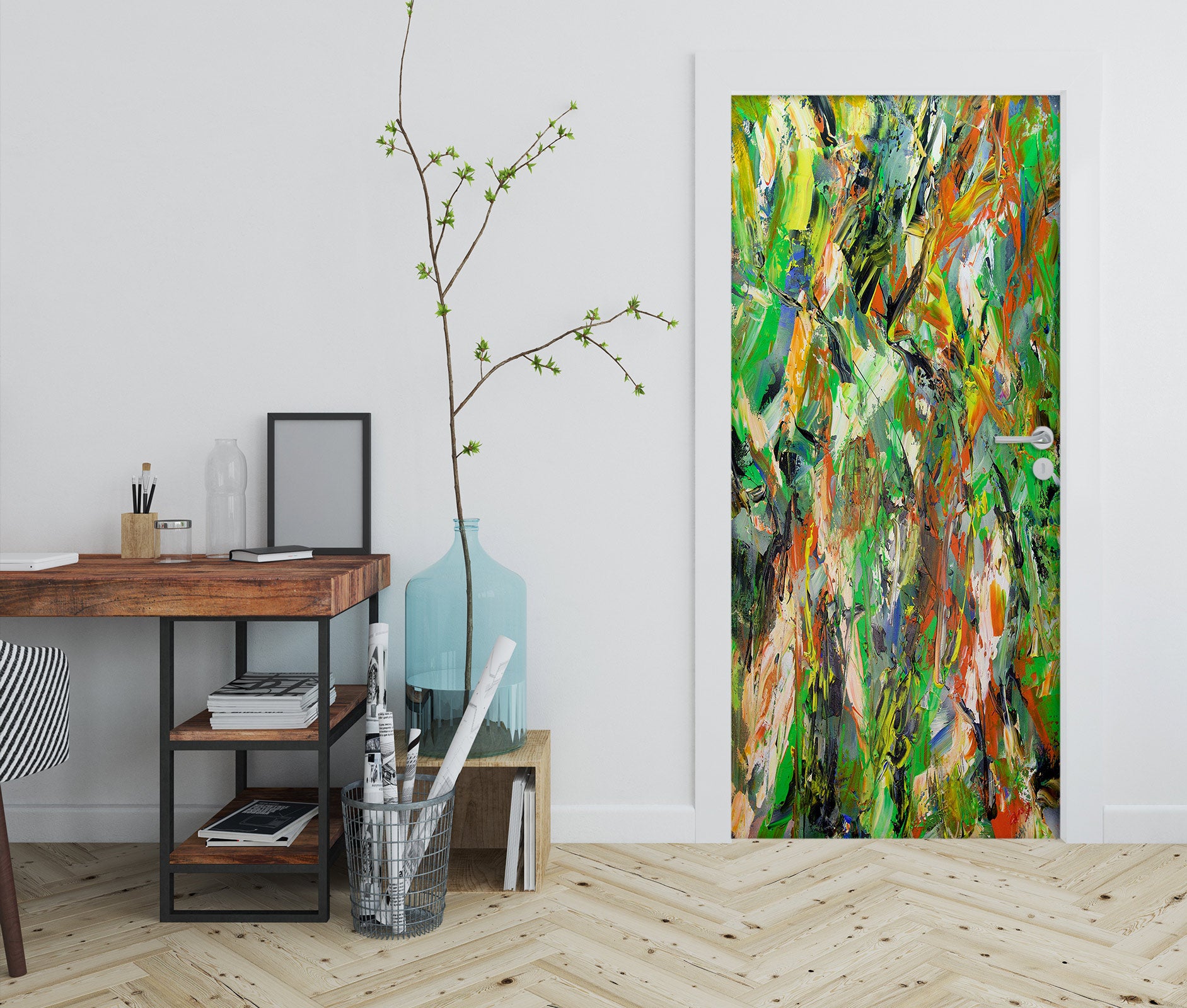 3D Green Brown Paint Texture 93190 Allan P. Friedlander Door Mural