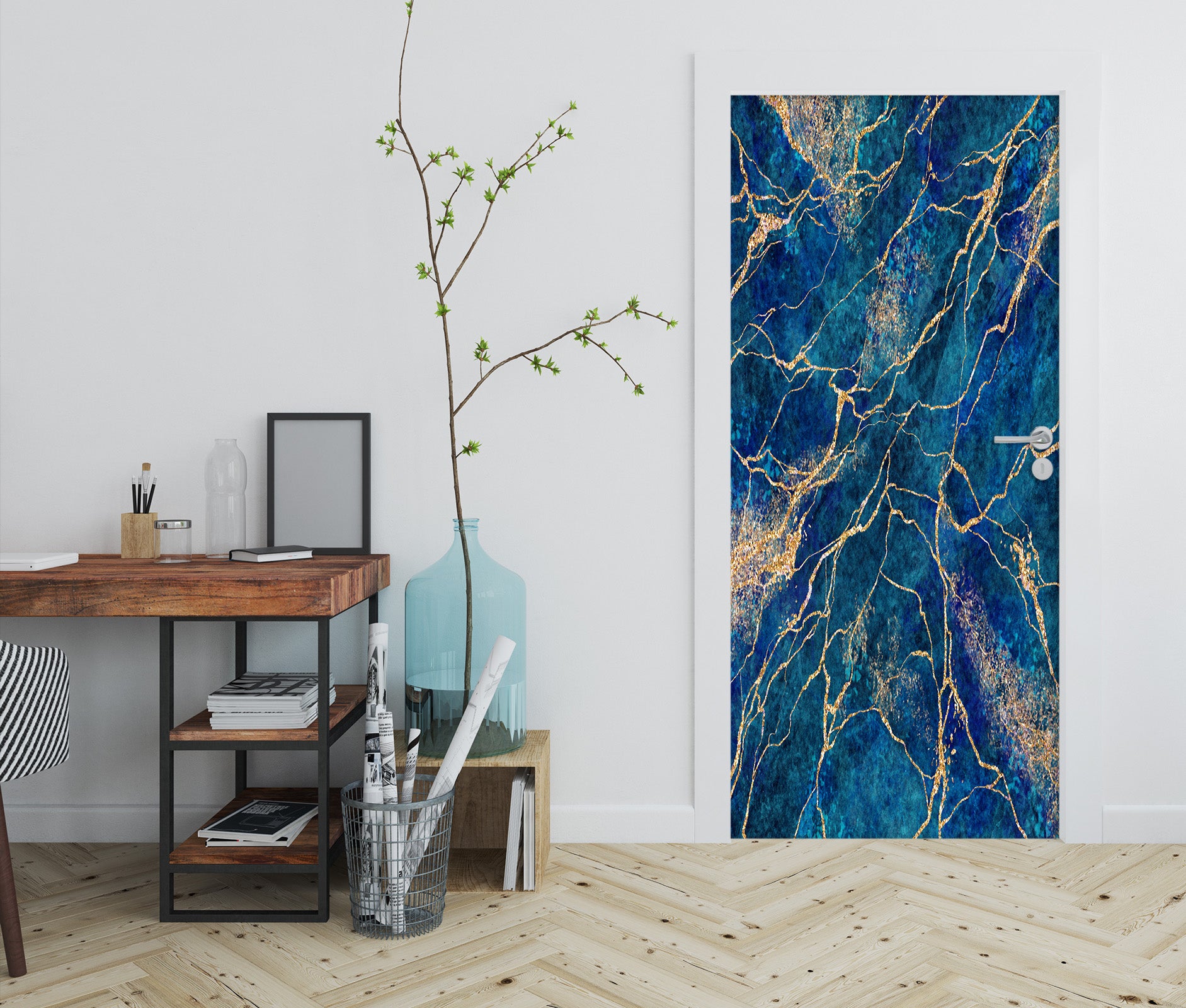 3D Blue Texture 25181 Door Mural