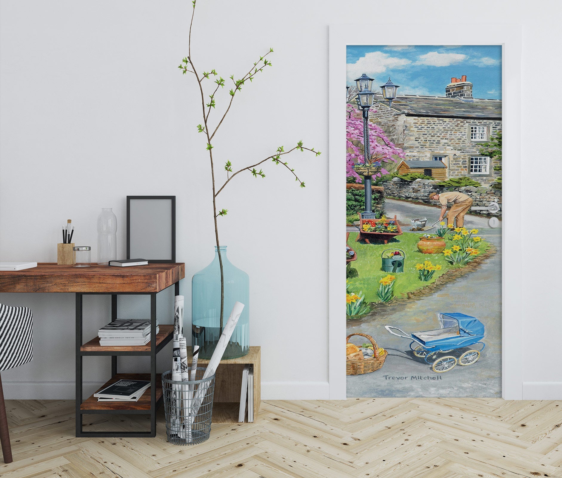 3D Flower Bush Light Stroller 103113 Trevor Mitchell Door Mural