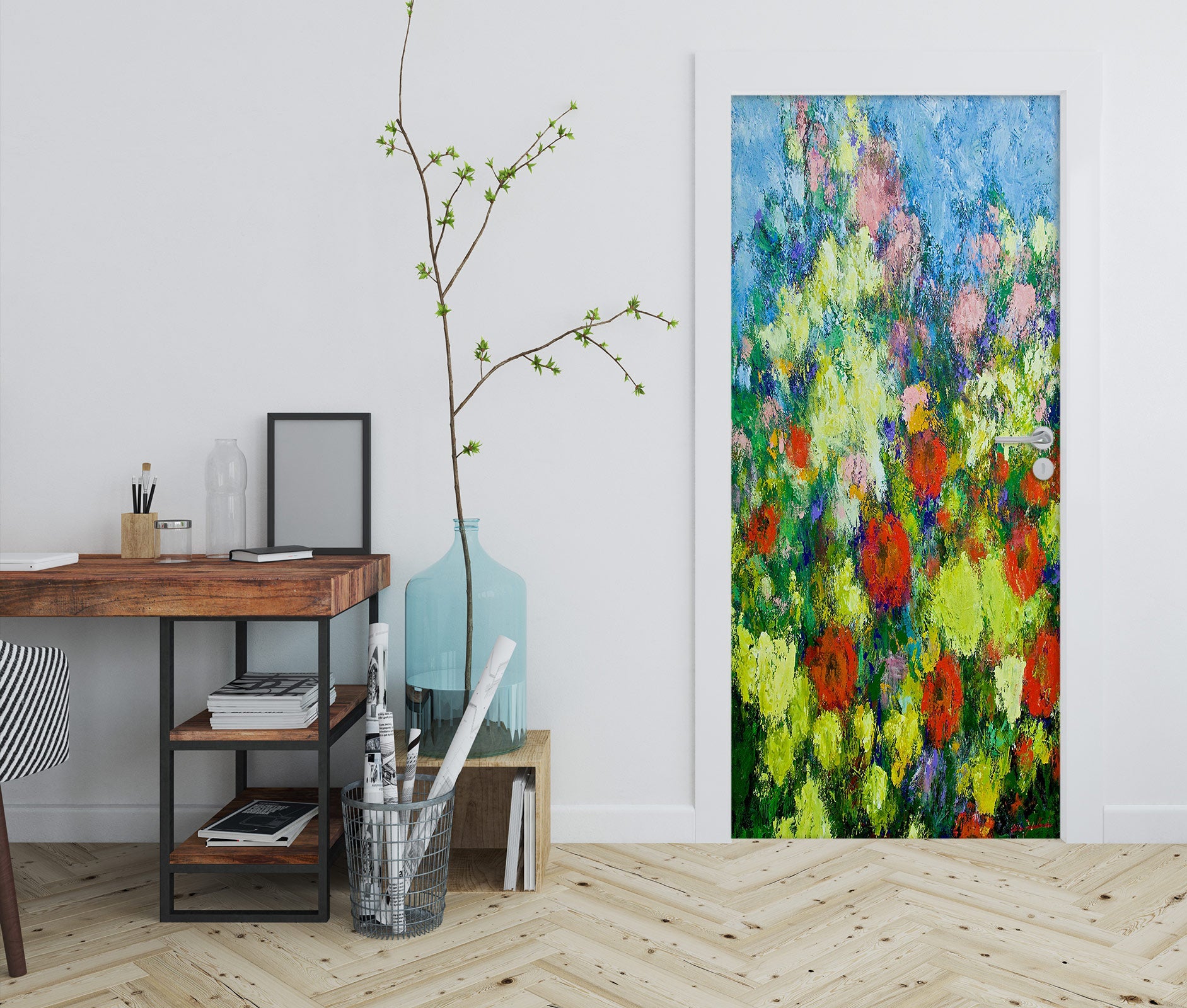 3D Flower Bush Painting 93107 Allan P. Friedlander Door Mural