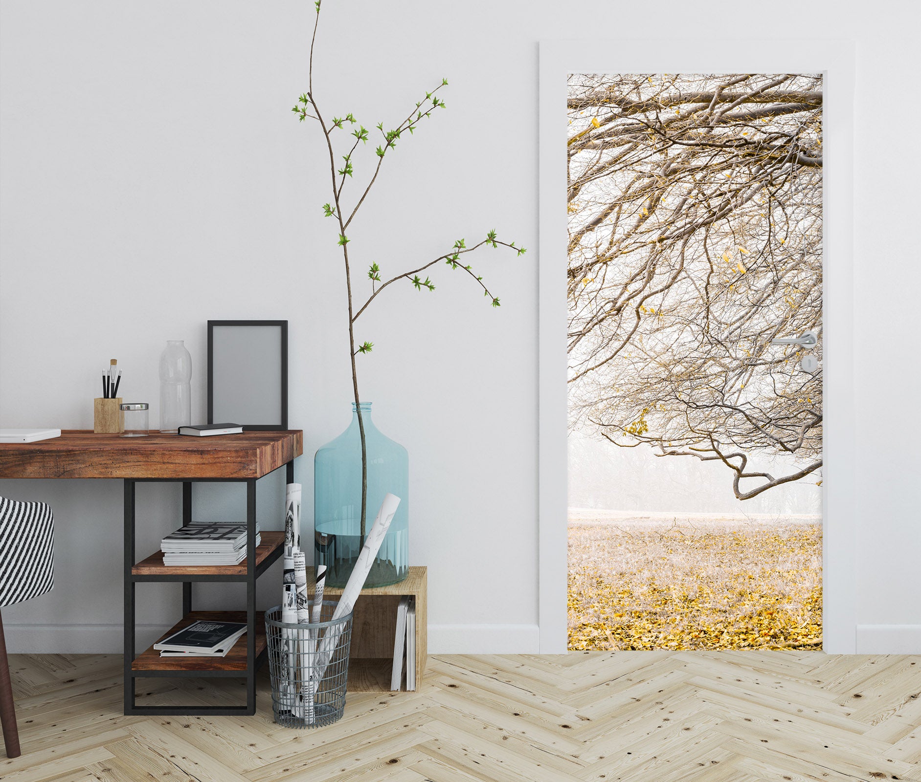 3D Fallen Leaves 5123 Assaf Frank Door Mural