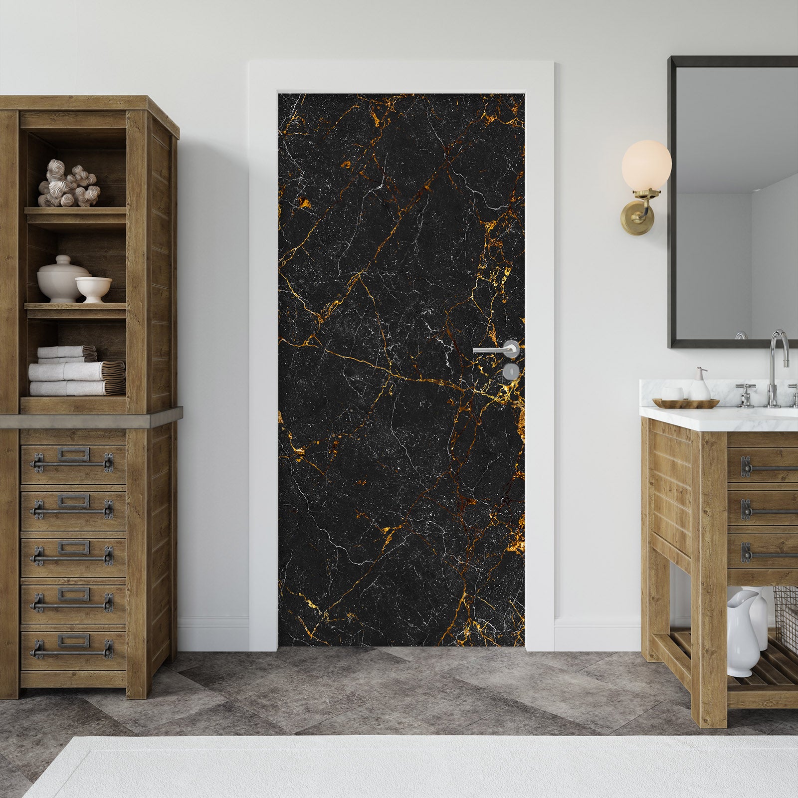 3D Black Texture 25186 Door Mural