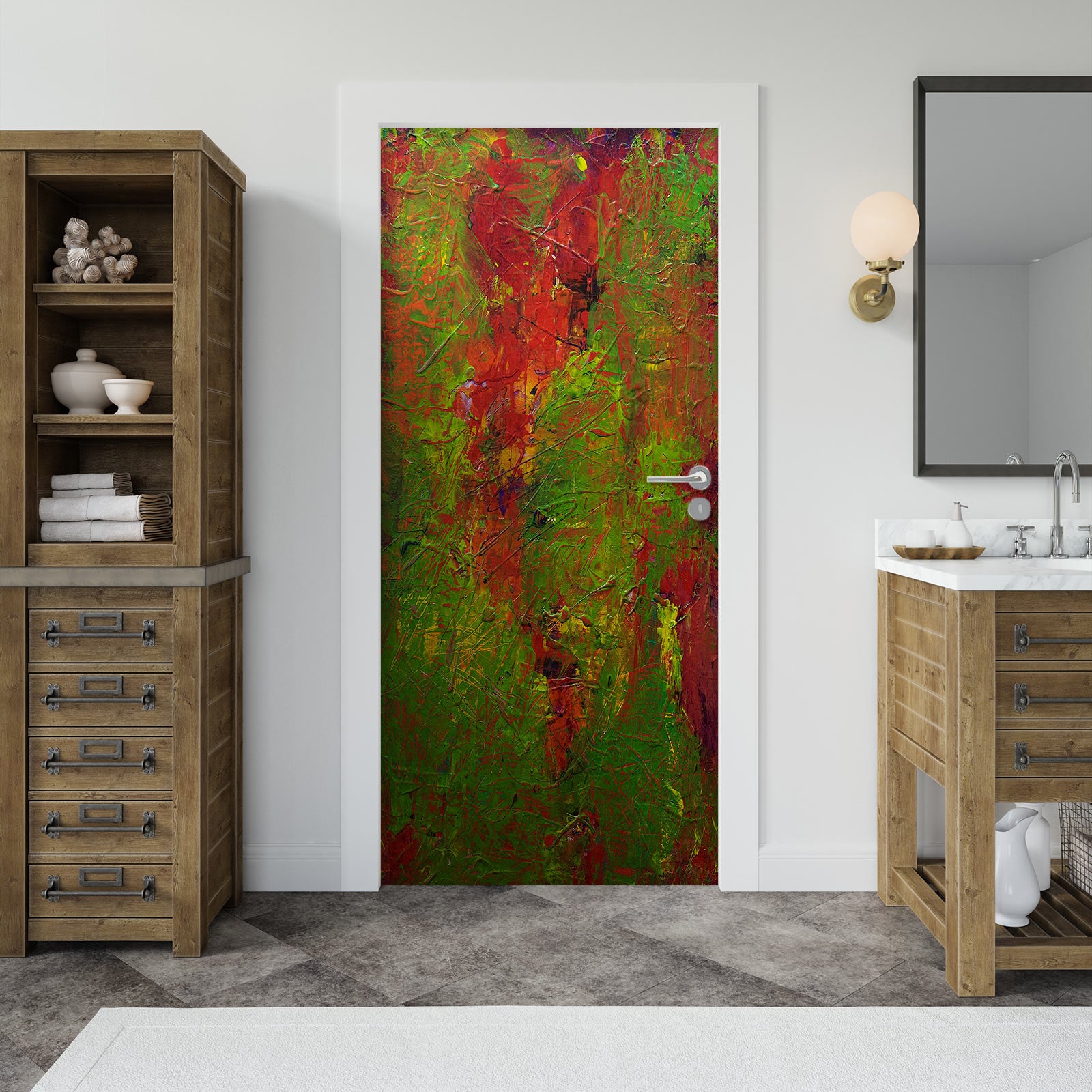 3D Green Red Pattern 10123 Allan P. Friedlander Door Mural