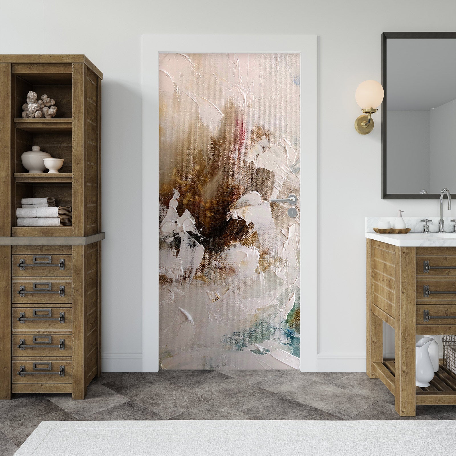 3D White Color 3160 Skromova Marina Door Mural
