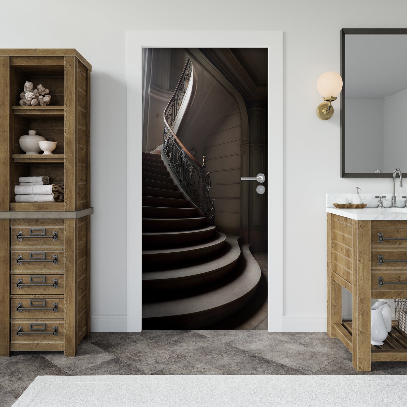 3D Spiral Staircase 22036 Door Mural