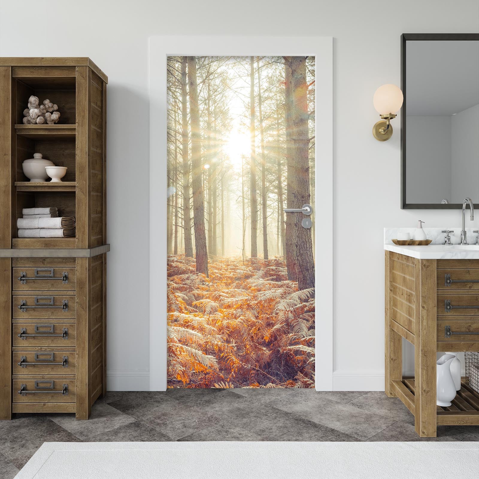 3D Sunlight Trees 5110 Assaf Frank Door Mural