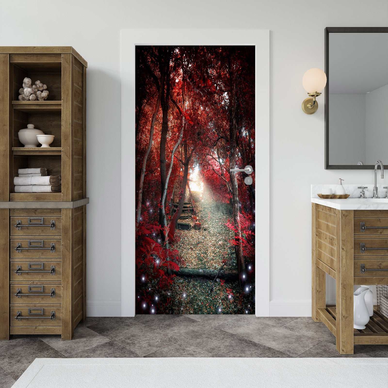 3D Red Maple Forest 22033 Door Mural